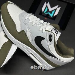 Nike Air Max 1 Olive Green White Shoes Men's 12 FD9082-102 Damaged Box