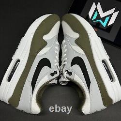 Nike Air Max 1 Olive Green White Shoes Men's 12 FD9082-102 Damaged Box
