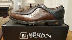 RARE Footjoy FJ ICON Mens Golf Shoes 52161 NEW withBox Blk/Brn Lizard 11M MINT
