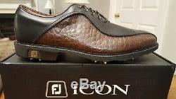 RARE Footjoy FJ ICON Mens Golf Shoes 52161 NEW withBox Blk/Brn Lizard 11M MINT