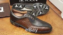 RARE Footjoy FJ ICON Mens Golf Shoes 52161 NEW withBox Blk/Brn Lizard 11M MINT