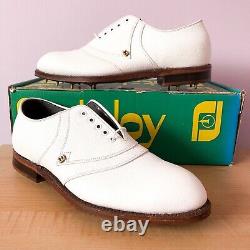 VINTAGE FootJoy Classics White Leather V-saddle golf shoes Men's 8D / NEW in Box