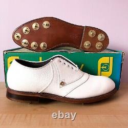 VINTAGE FootJoy Classics White Leather V-saddle golf shoes Men's 8D / NEW in Box