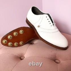 VINTAGE FootJoy Classics White Leather V-saddle golf shoes Men's 8D / NEW in Box