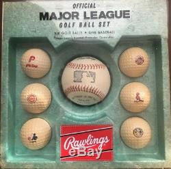 Vintage Official Major League MLB Golf Ball Set Rawlings VERY RARE New In Box