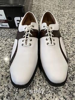 White Brown FootJoy Icon Golf Shoes 12W Croc 52184 New Box